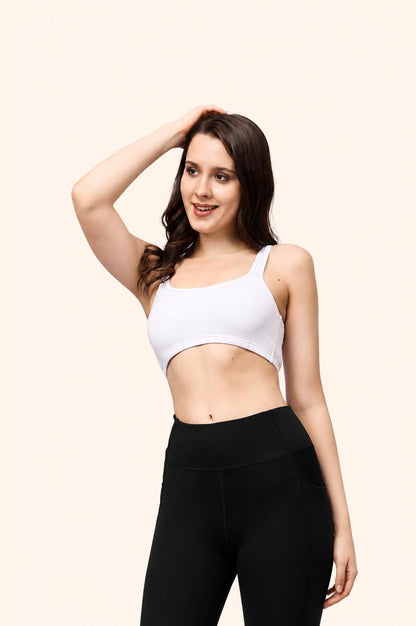 White Broad Strap Crop Top Stretch Cotton – Renova