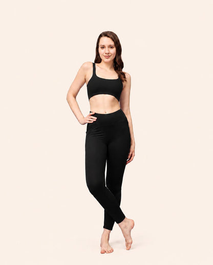 Black Broad Strap Crop Top Stretch Cotton – Renova