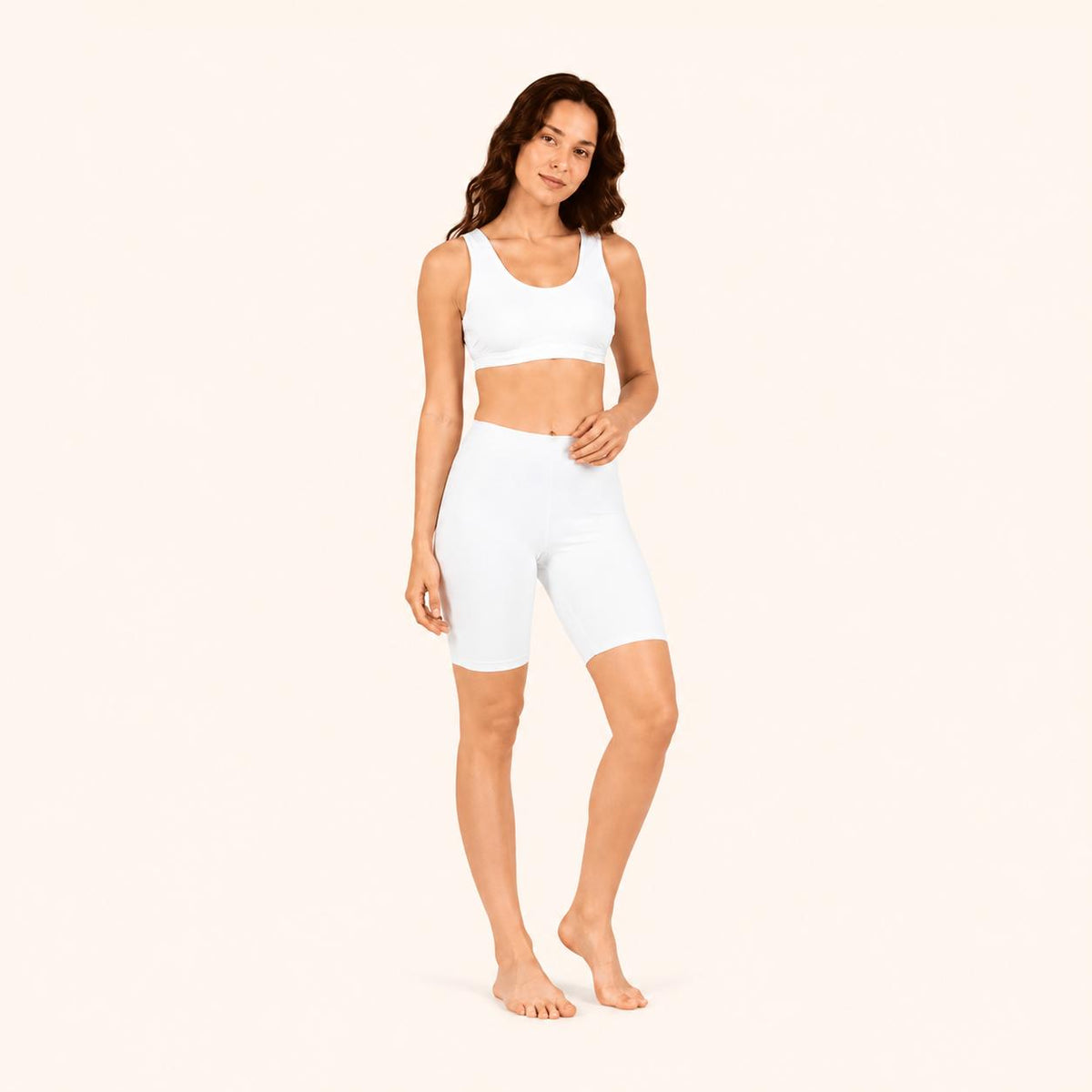 White 100% Cotton Cycling Short – Renova