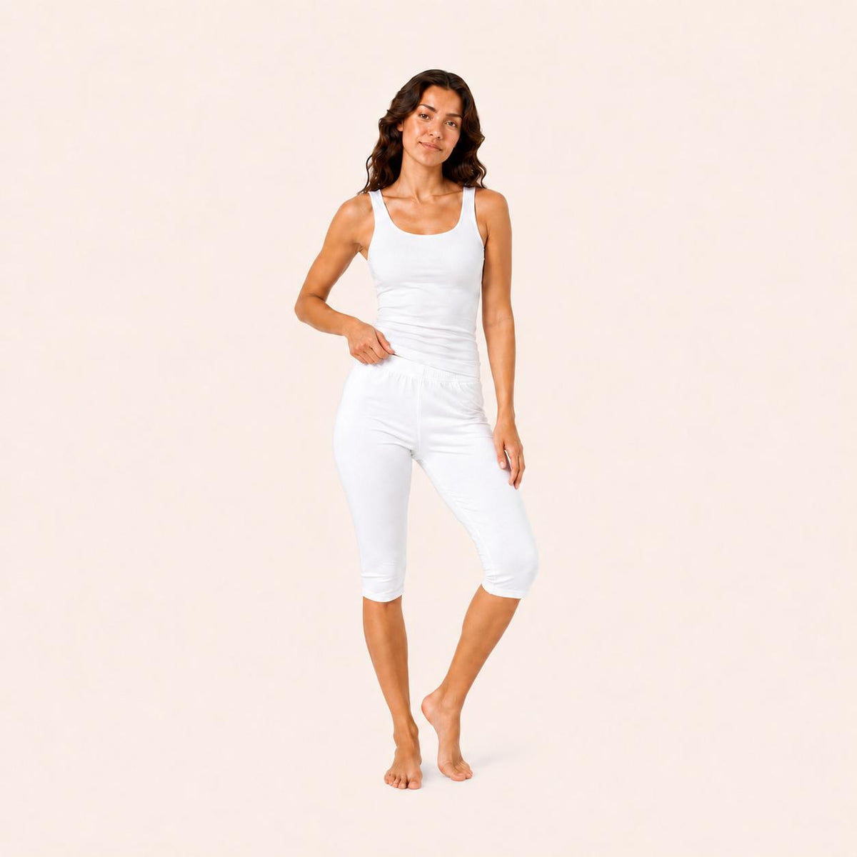 White Cotton Stretch 3/4 Jogger – Renova