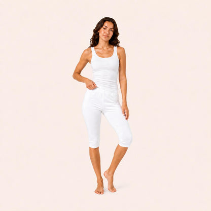 White Cotton Stretch 3/4 Jogger – Renova