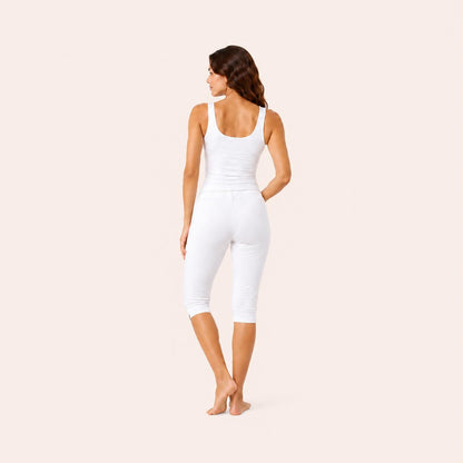 White Cotton Stretch 3/4 Jogger – Renova