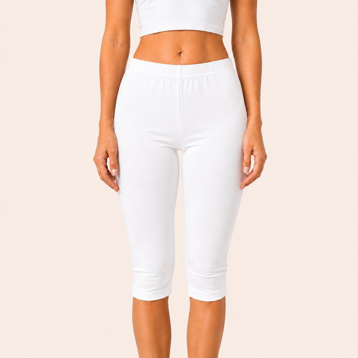 White Cotton Stretch 3/4 Jogger – Renova