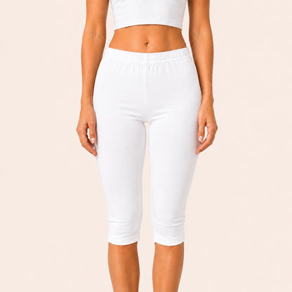 White Cotton Stretch 3/4 Jogger – Renova