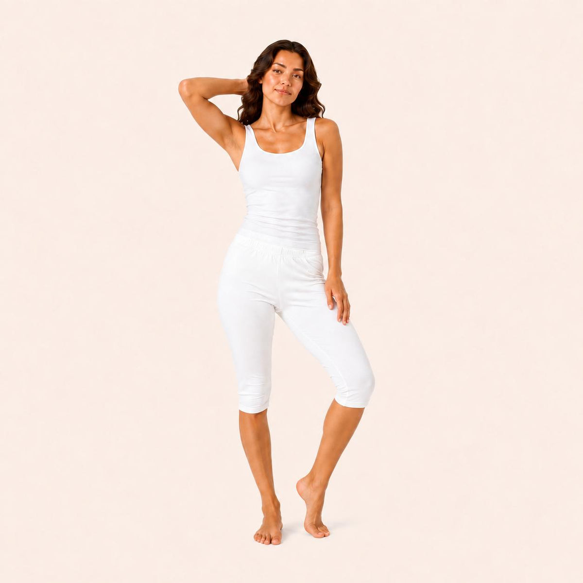 White Cotton Stretch 3/4 Jogger – Renova