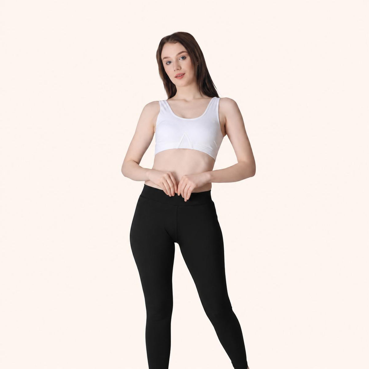 White Racerback Wire-Free Stretch Sports Bra – Renova
