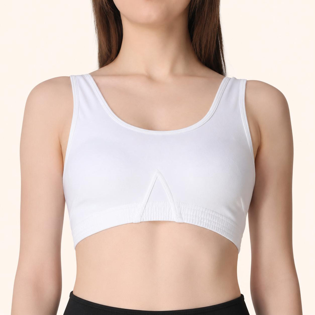 White Racerback Wire-Free Stretch Sports Bra – Renova