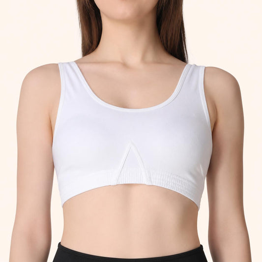 White Racerback Wire-Free Stretch Sports Bra – Renova