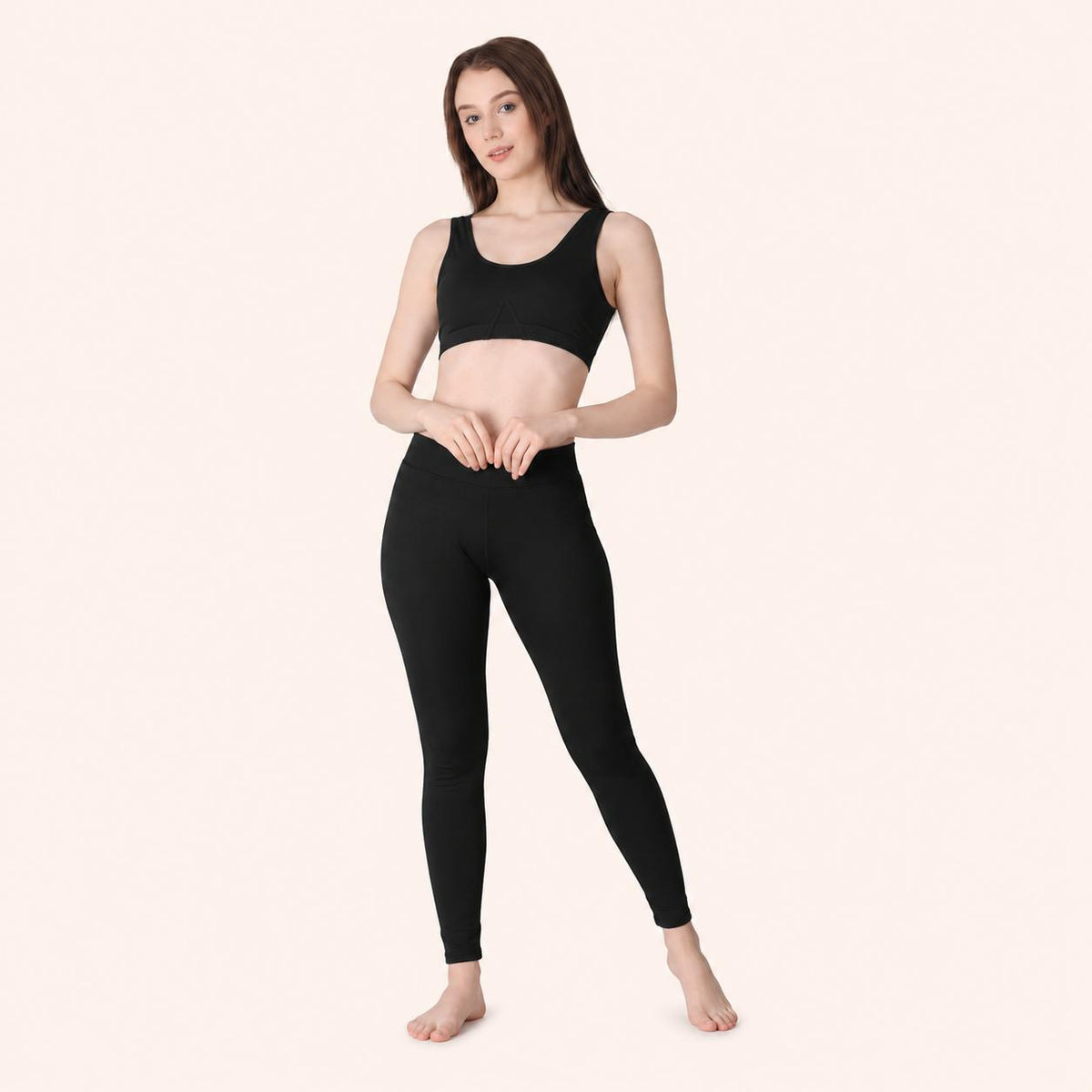 Black Racerback Wire-Free Stretch Sports Bra – Renova