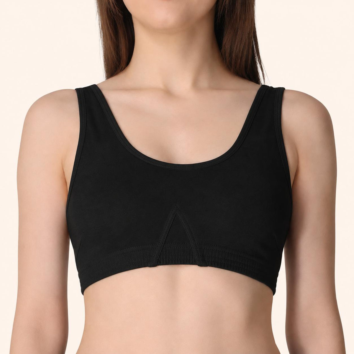 Black Racerback Wire-Free Stretch Sports Bra – Renova