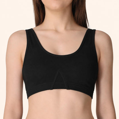 Black Racerback Wire-Free Stretch Sports Bra – Renova
