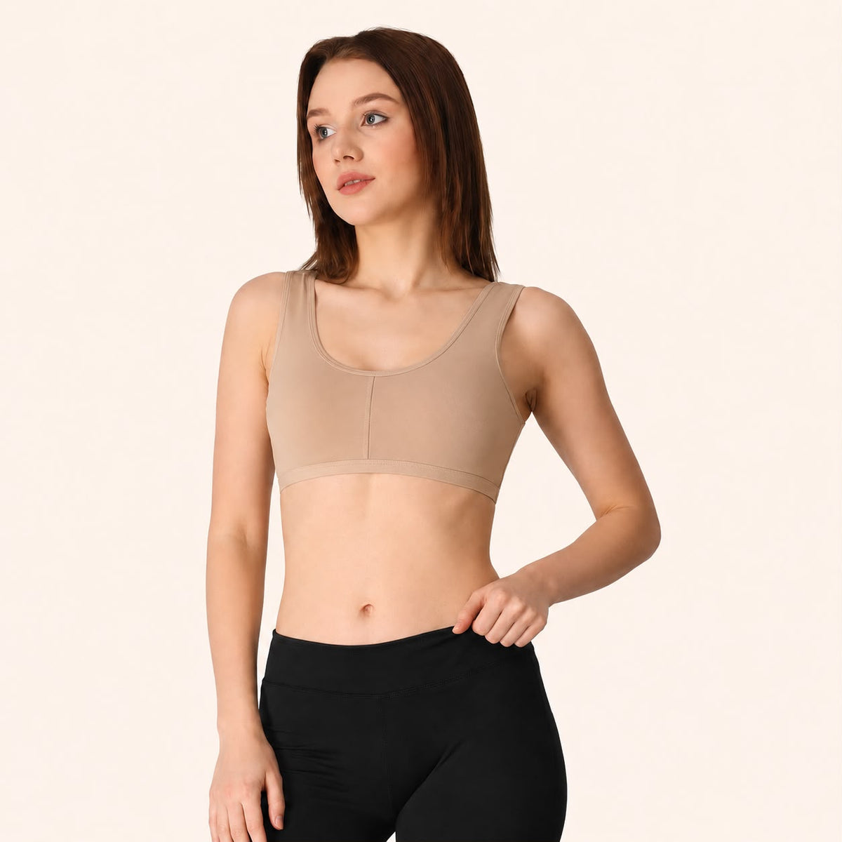 Skin Scoop Neck Wire-Free Cotton Sports Bra – Renova