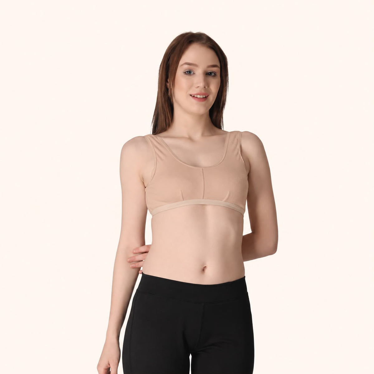 Skin Scoop Neck Wire-Free Cotton Sports Bra – Renova