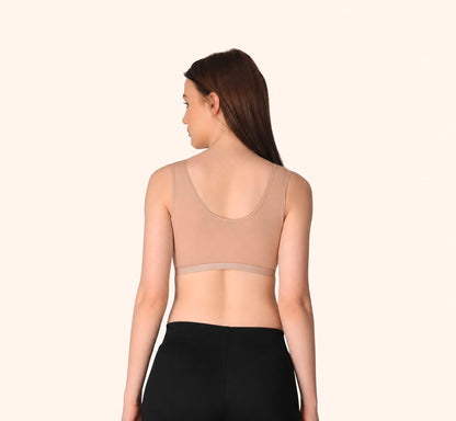 Skin Scoop Neck Wire-Free Cotton Sports Bra – Renova