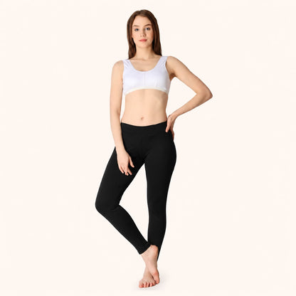 White Scoop Neck Wire-Free Cotton Sports Bra – Renova