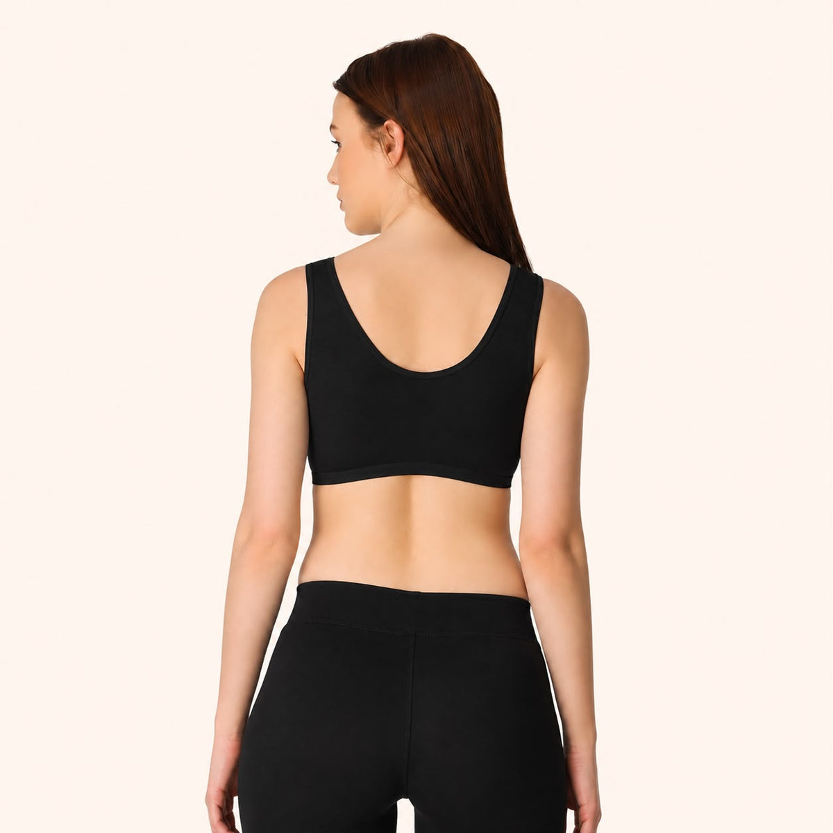 Black Scoop Neck Wire-Free Cotton Sports Bra – Renova