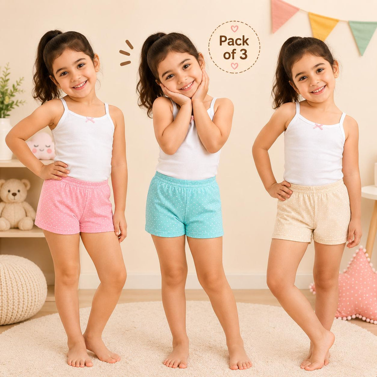 Girls Cotton Bloomer – Pack of 3