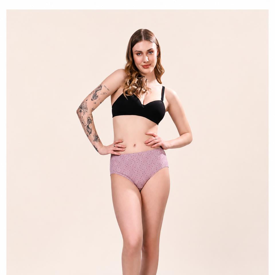 Renova Comfort Dot Pattern Cotton Lycra Panty - Pack Of 3