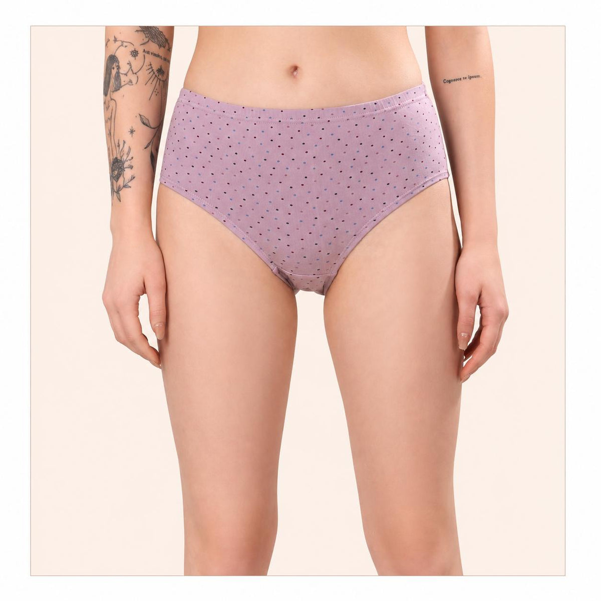 Renova Comfort Dot Pattern Cotton Lycra Panty - Pack Of 3