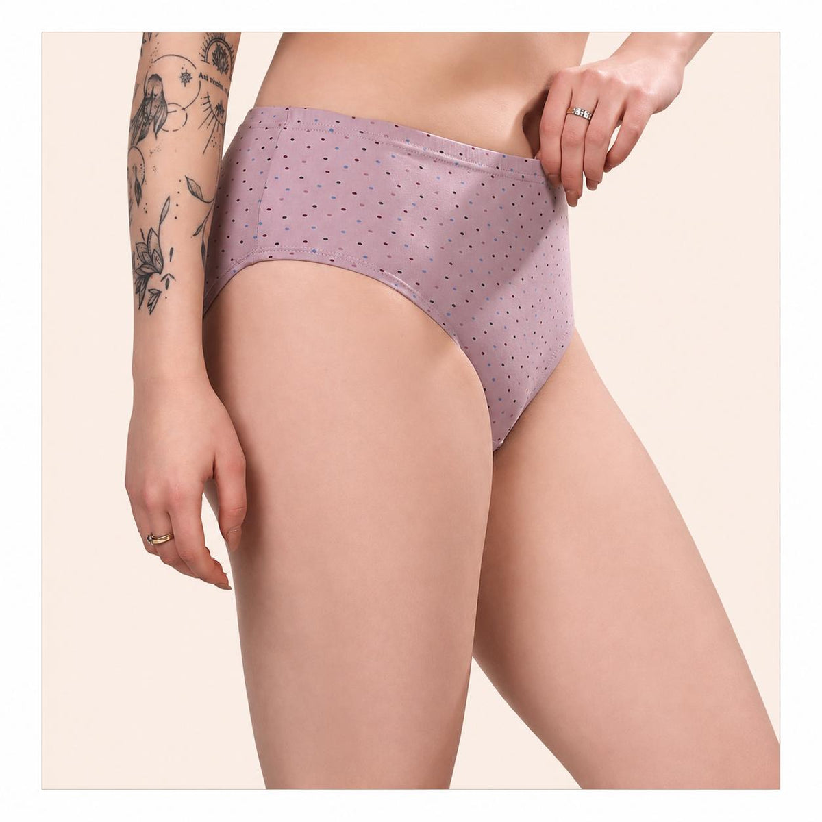 Renova Comfort Dot Pattern Cotton Lycra Panty - Pack Of 3
