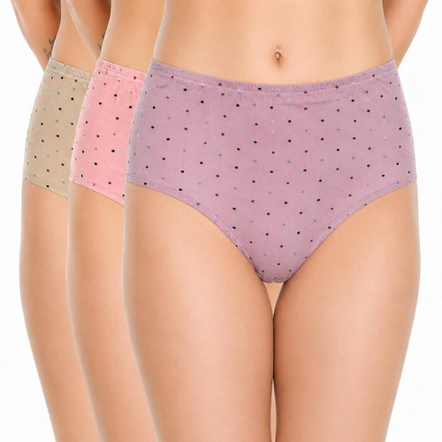 Renova Everyday Polka Dot Cotton Lycra Panty - Pack Of 3