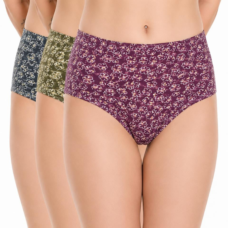 Renova Soft Bloom Floral Cotton Lycra Panty - Pack Of 3