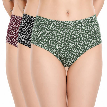 Renova Paisley Pattern Cotton Lycra Panty - Pack Of 3