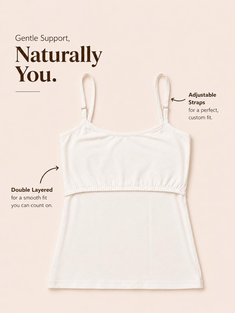 White Women's Double Layered Adjustable Strap Camisole – Renova