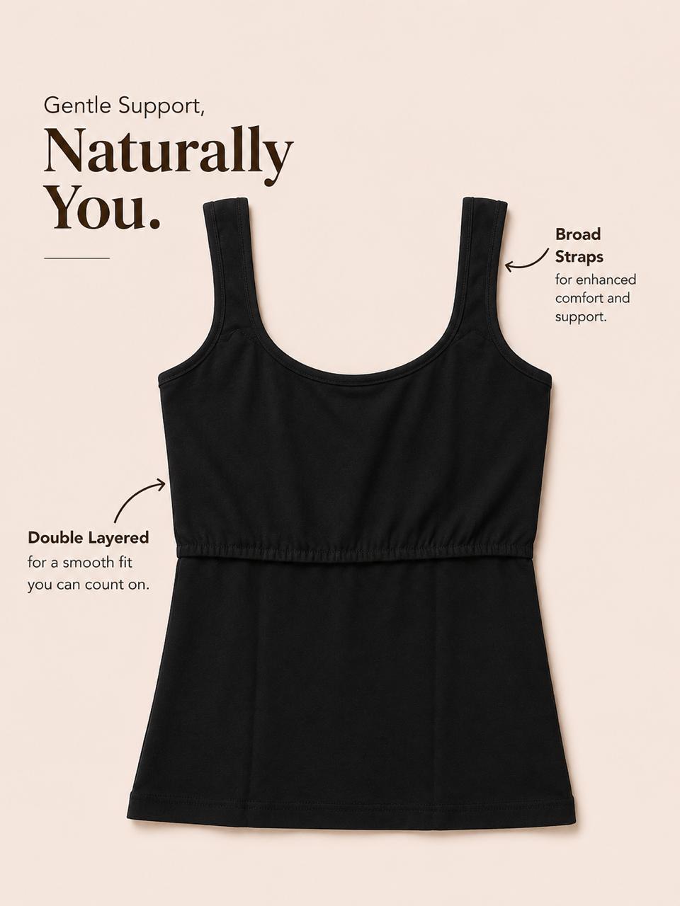 Black Women's Double Layered Broad Strap Camisole – Renova