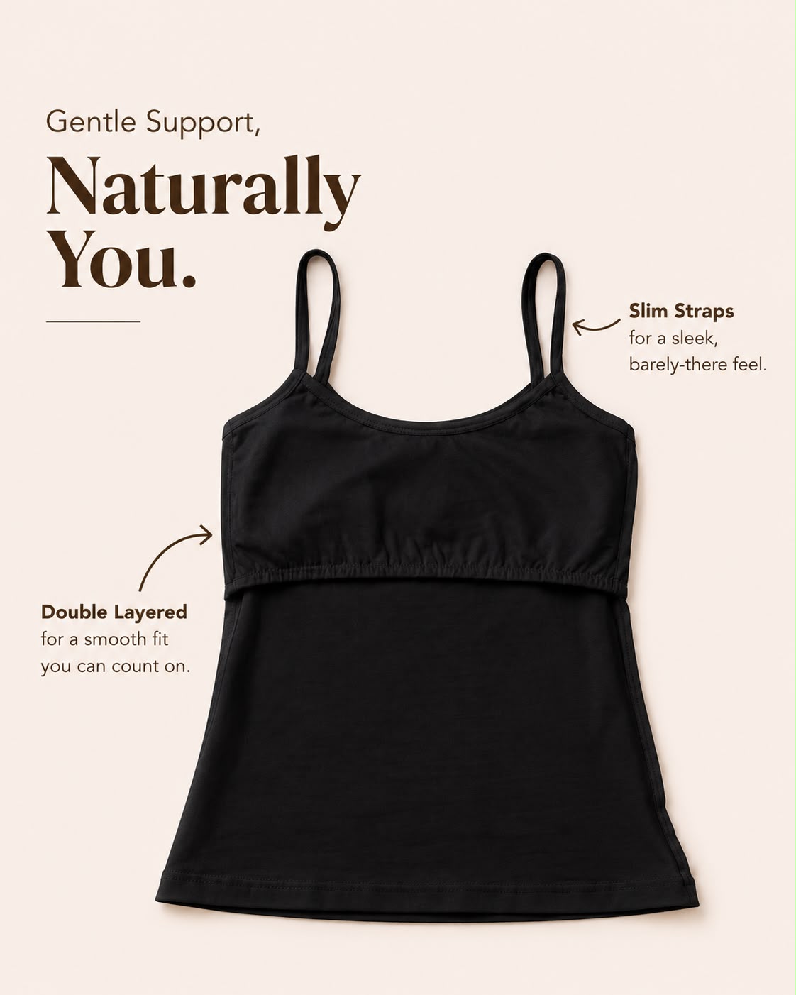 Black Women's Double Layered Thin Strap Camisole – Renova